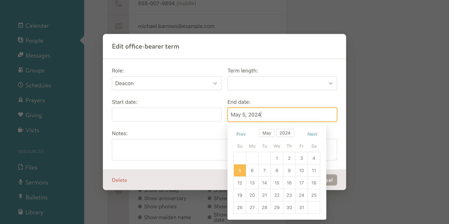 More flexible office-bearer term dates screenshot