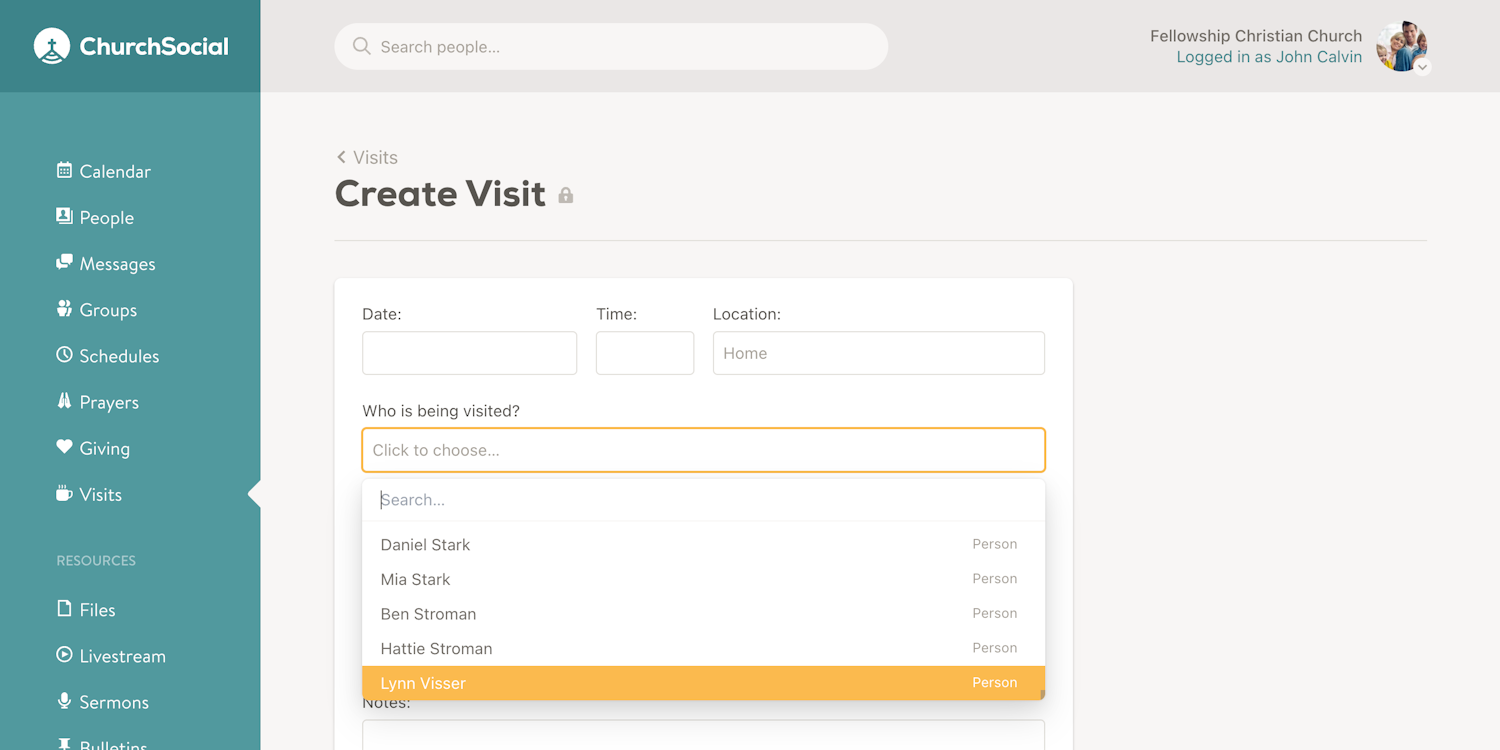 Further improvements to new visits section screenshot